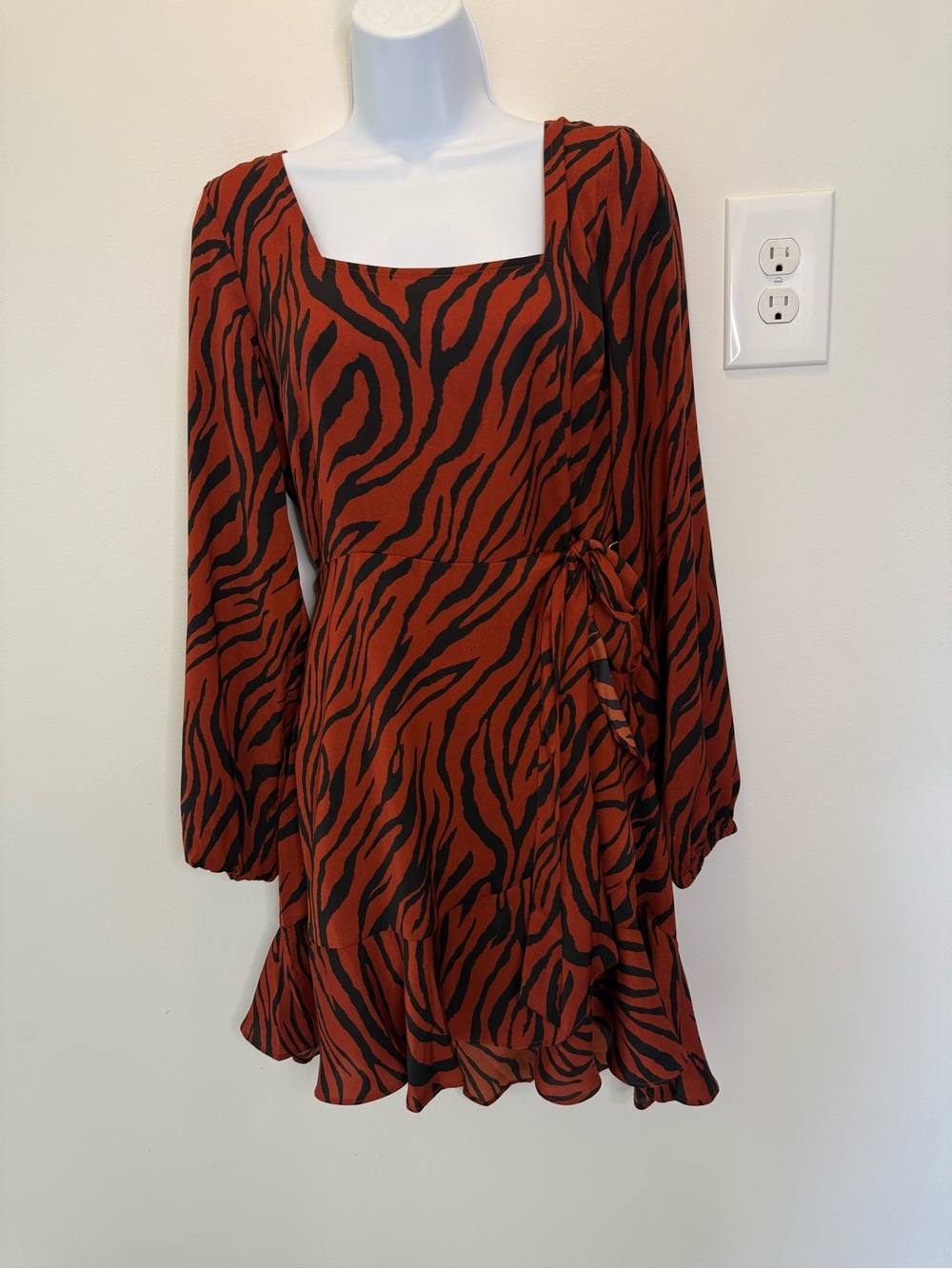 Express Rust and Black Tiger-Stripe Mini Dress